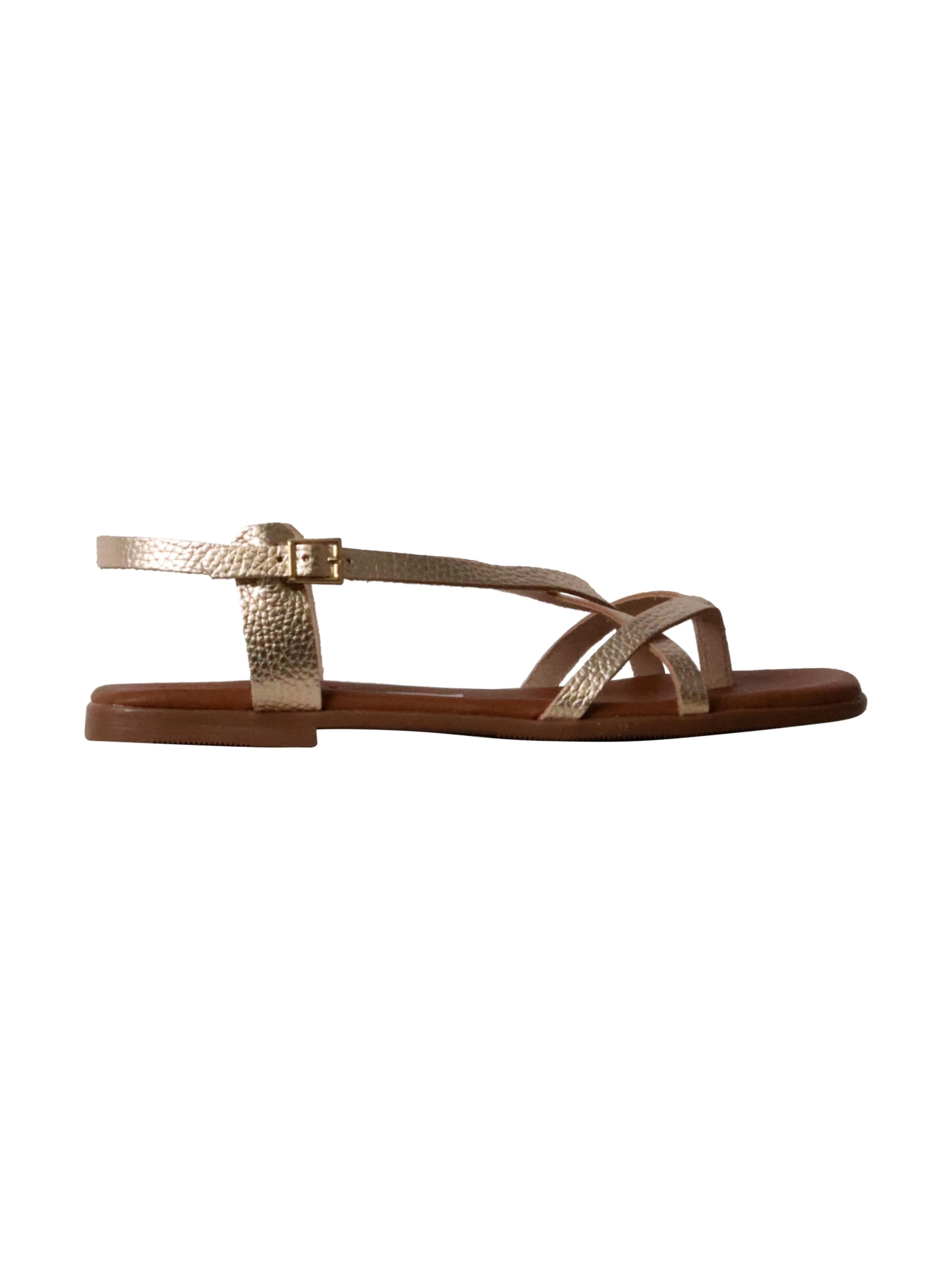 Oh my Sandals Sandały 'Flache Ledersandalen' w kolorze beżowy