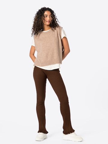 PIECES Flared Pants 'LAISA' in Brown