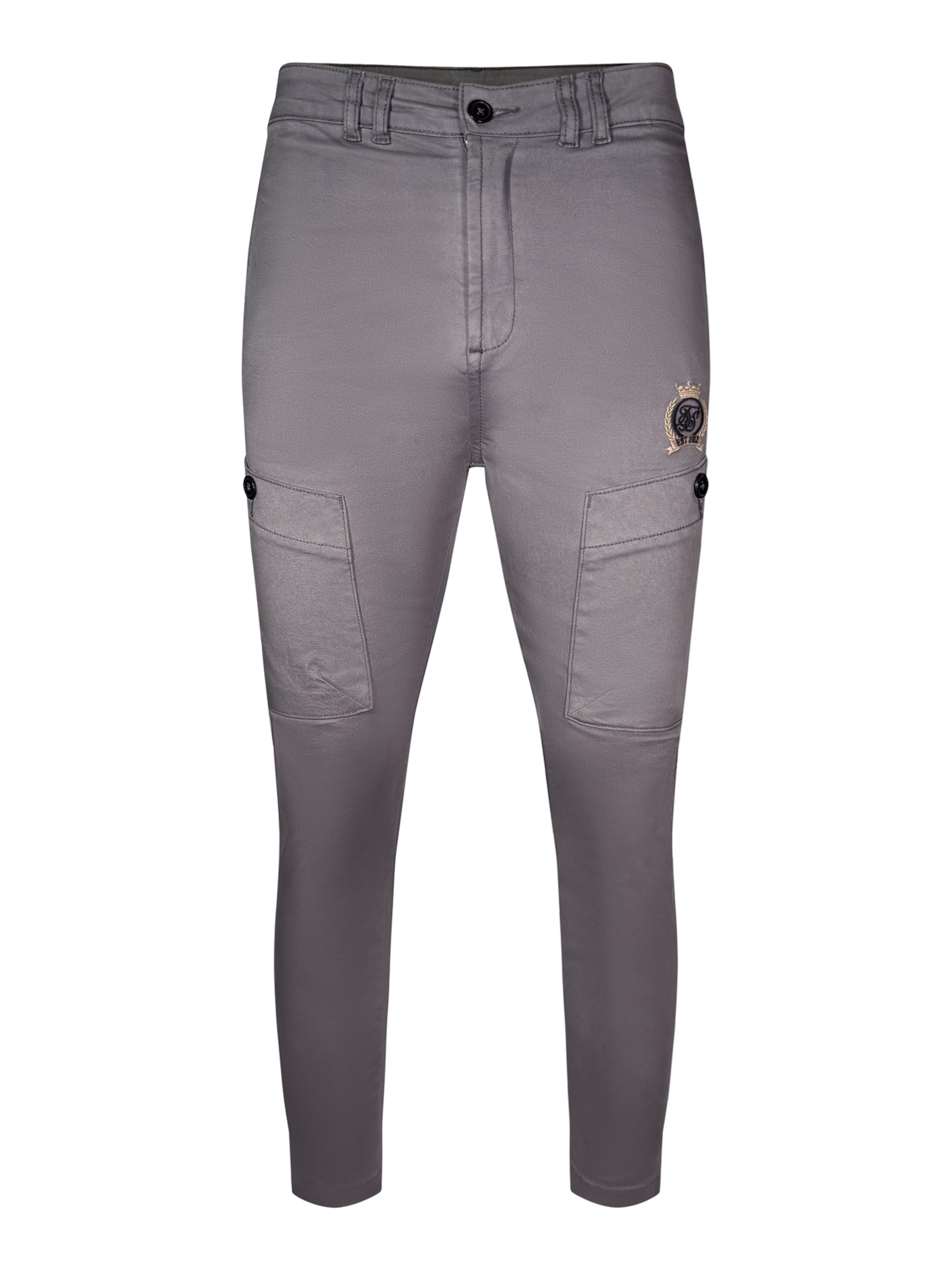 SikSilk Tapered Cargobroek in Grijs: voorkant