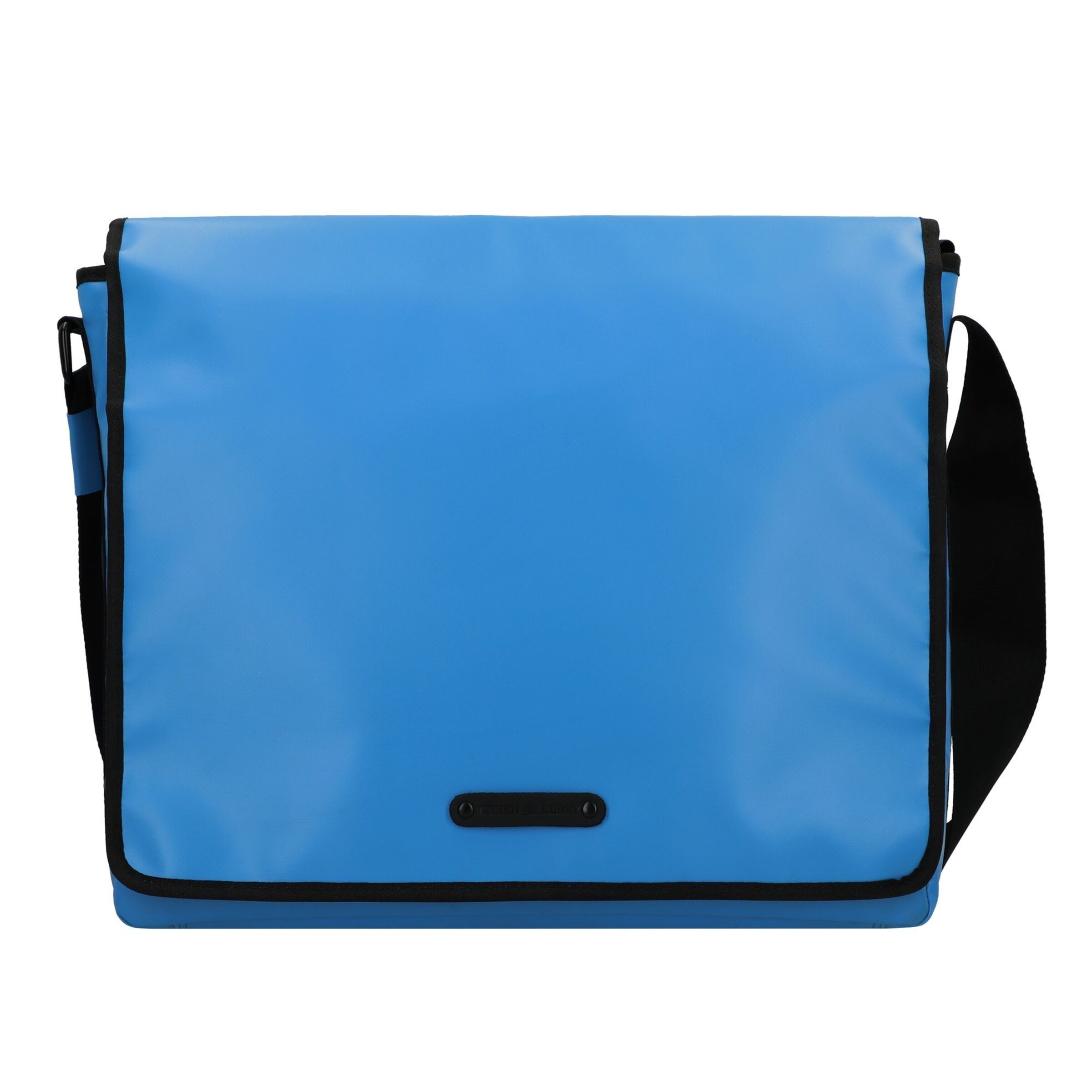 GREENBURRY Upcycled Tarpaulin Messenger 40 cm Laptopfach in Blau: Vorderseite