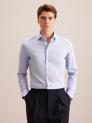 Coupe slim Chemise business 'Schwarze Rose' SEIDENSTICKER en bleu : devant