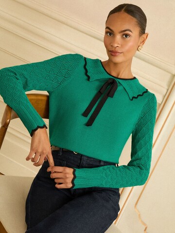 Pull-over love & roses en vert