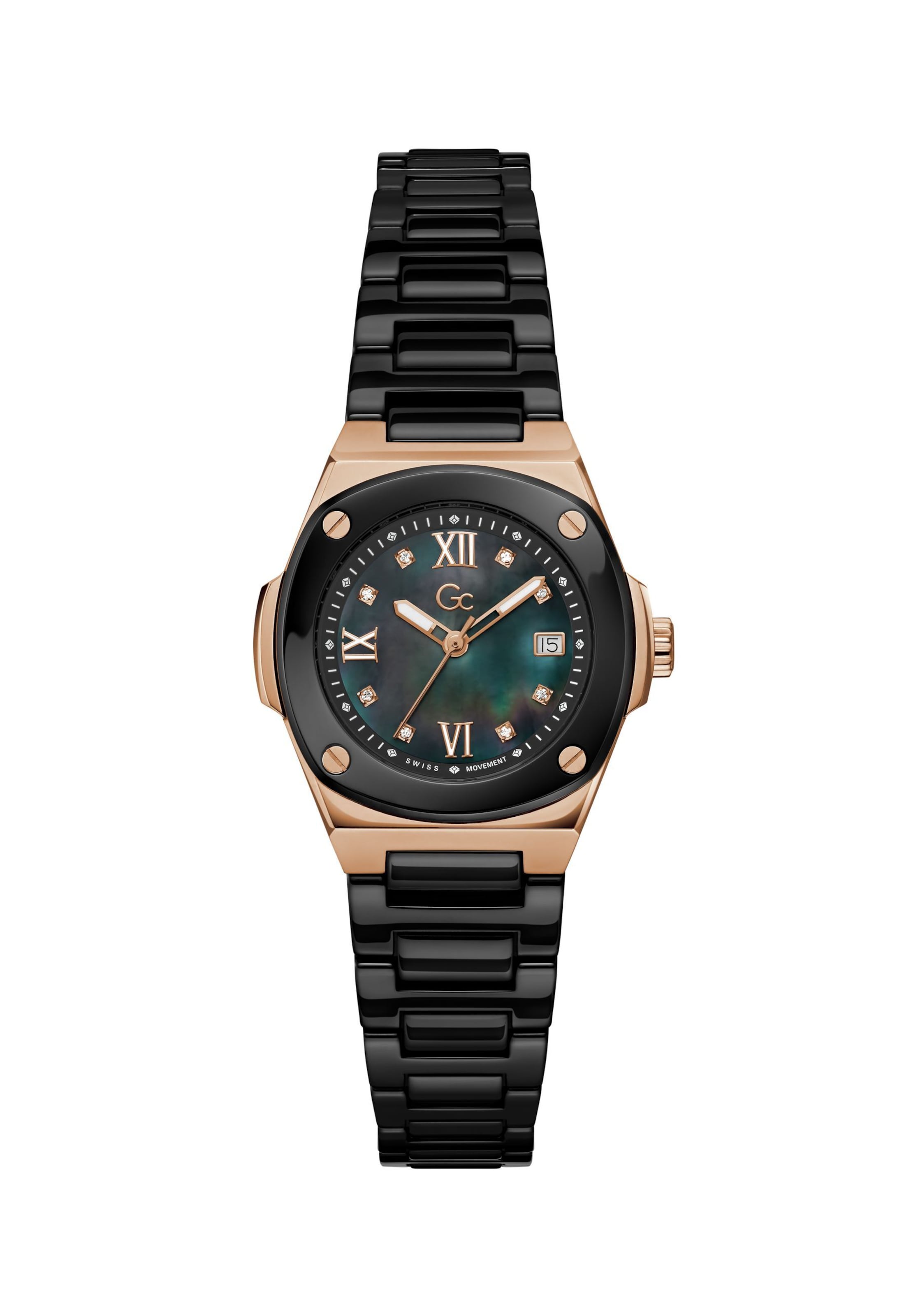 Gc Analoguhr 'Coussin Shape Mini' in Schwarz: Vorderseite