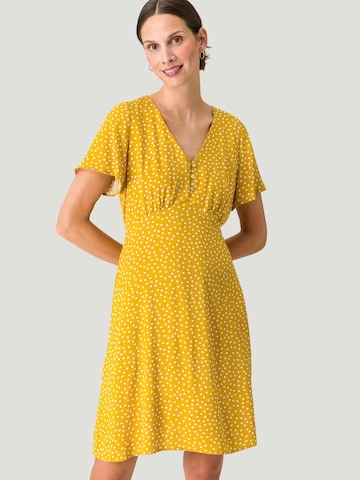 zero Kleid mit Punktedruck in Gelb: predná strana