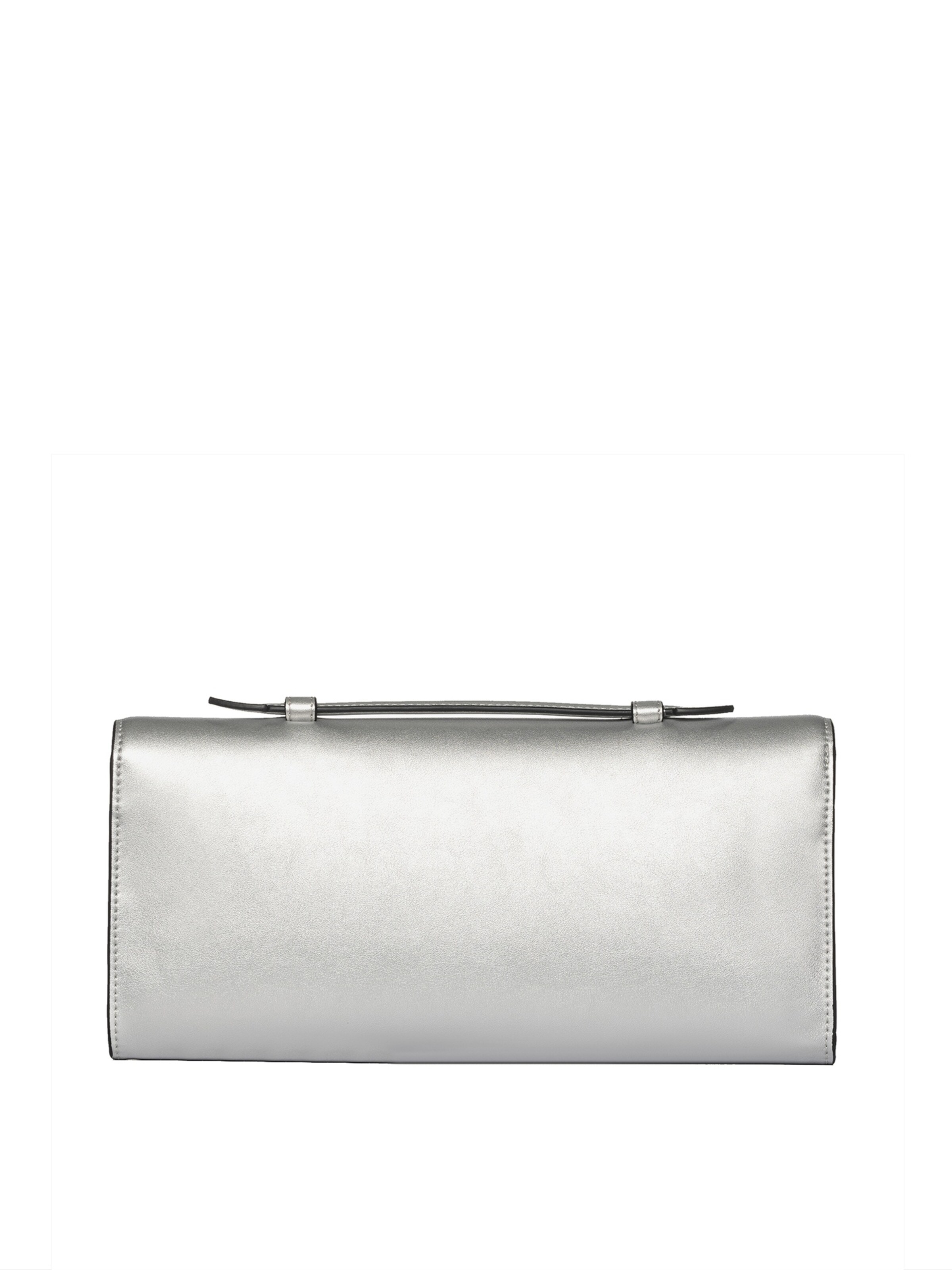 Secret Pon Pon Clutch in Silber: Vorderseite