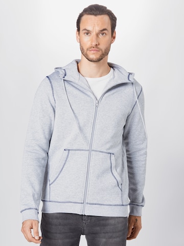 Urban Classics Regular fit Zip-Up Hoodie in Grey: front