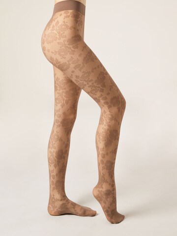 CALZEDONIA Tights '40 DENIER FLOWERS' in Brown