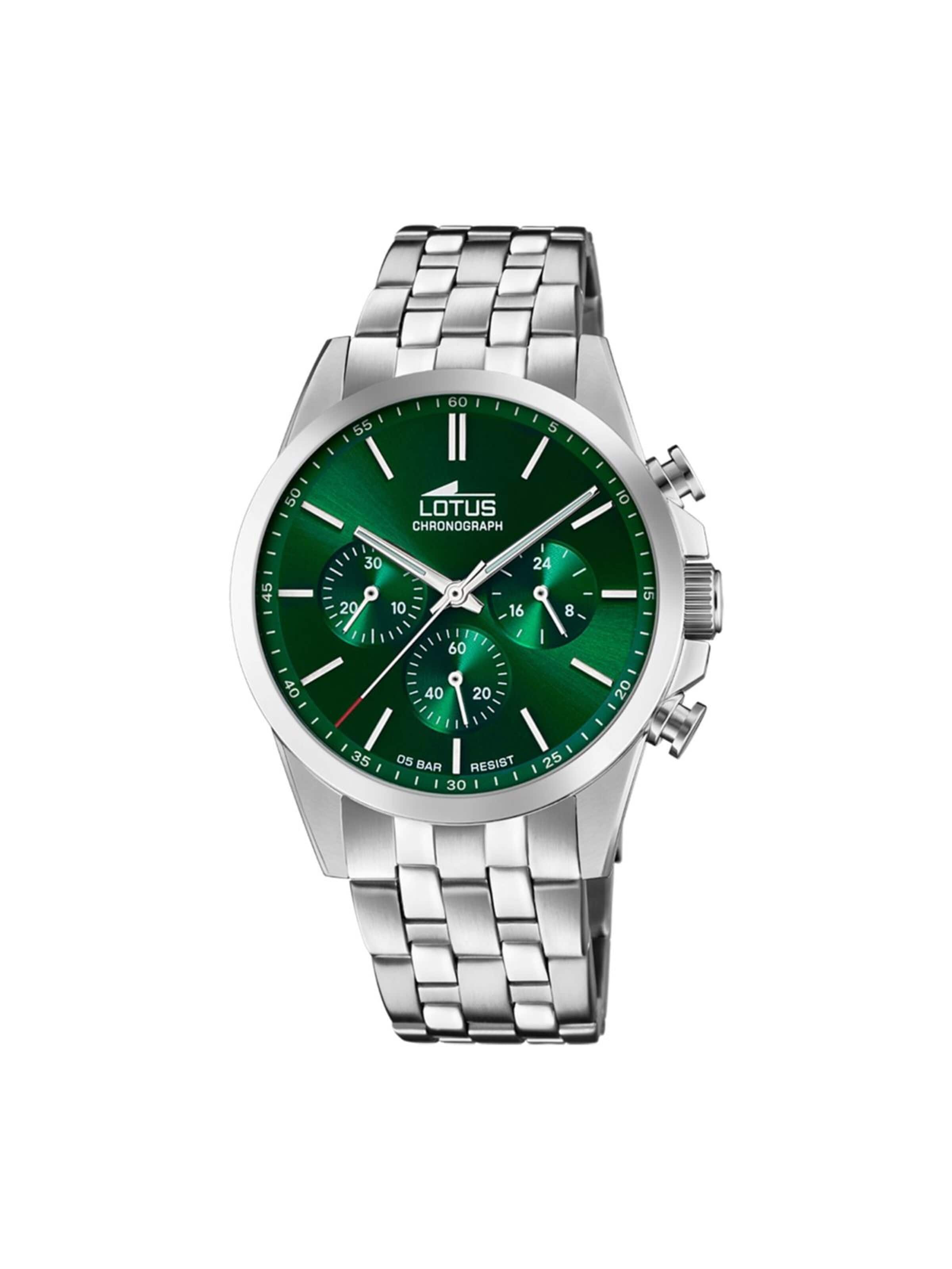 Lotus Analoog horloge in Groen: voorkant