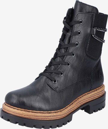 Rieker Lace-Up Ankle Boots in Black: front