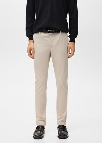MANGO MAN Slim fit Chino Pants 'Barna' in Beige: front