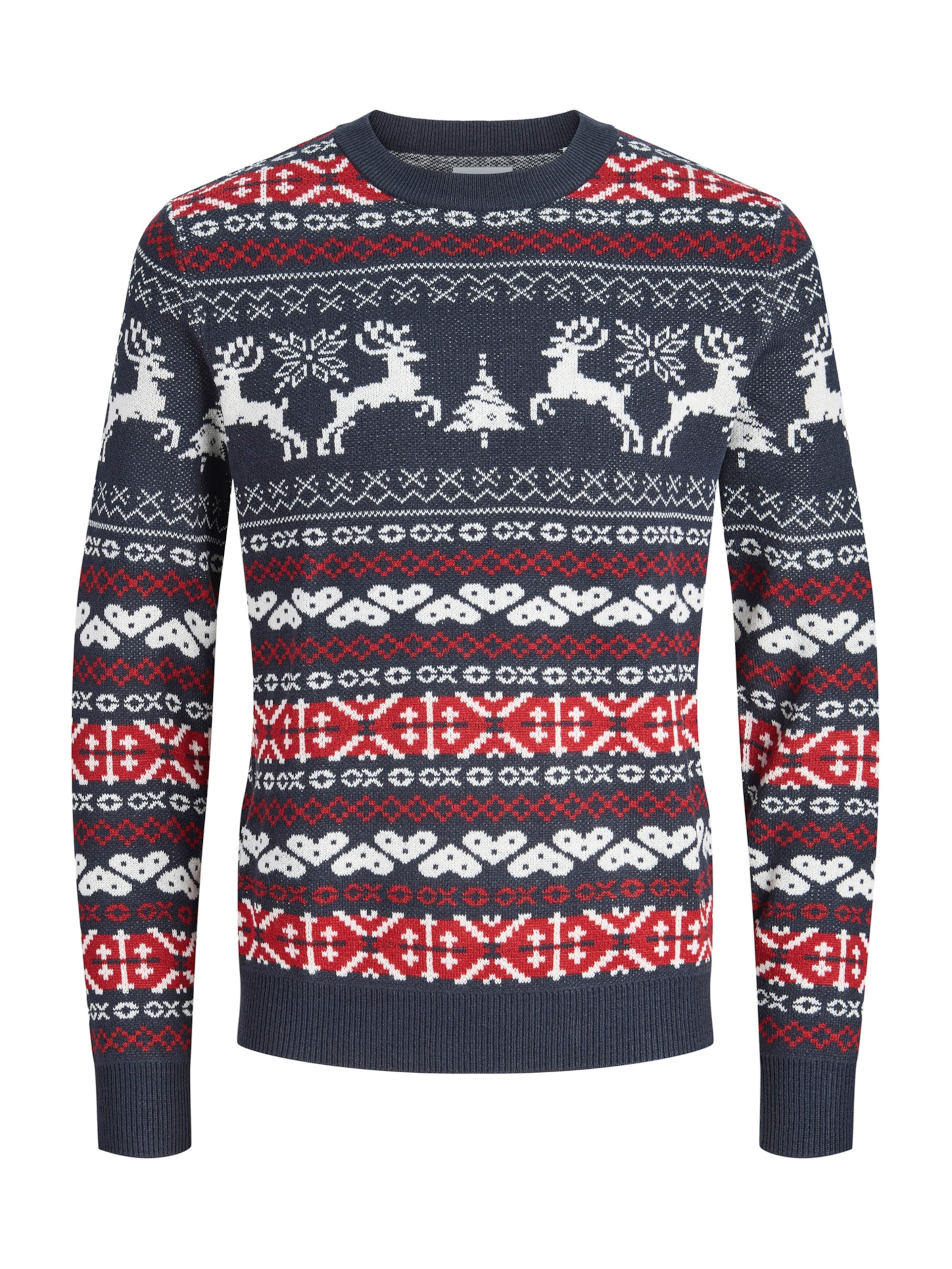 zils JACK & JONES Džemperis 'JJXMAS FROSTY': no priekšpuses