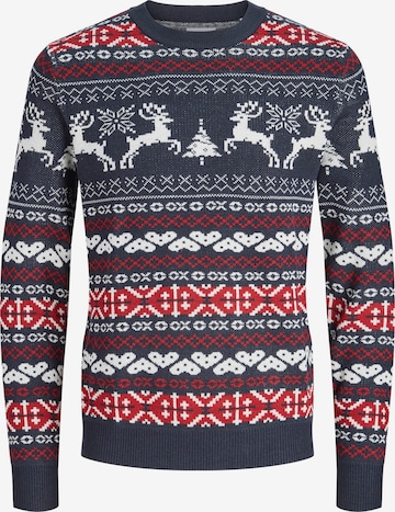 JACK & JONES Neulepaita 'JJXMAS FROSTY' värissä sininen: etupuoli