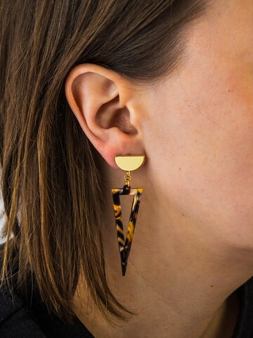 Fräulein Wunder Earrings 'Acetat Agnes' in Brown: front