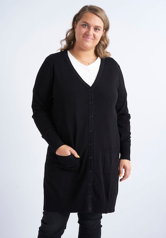 ADIA fashion Knit Cardigan in Black: front