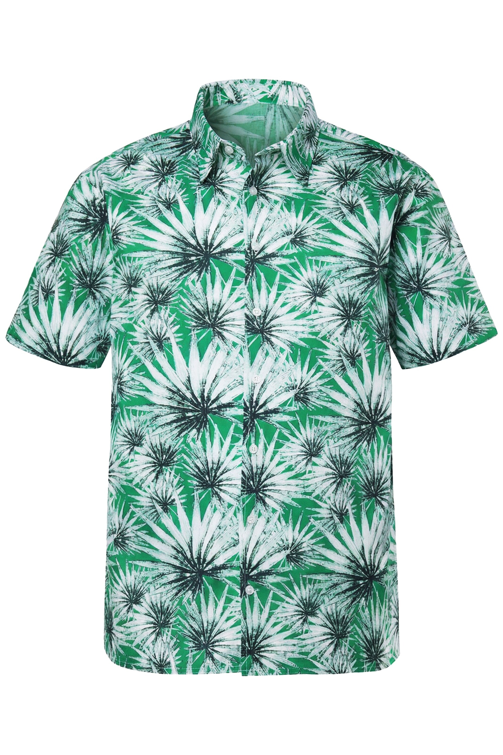 Men Plus Comfort fit Overhemd in Groen: voorkant