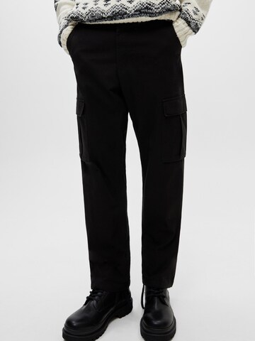 Pull&Bear Regular Cargo Pants in Black