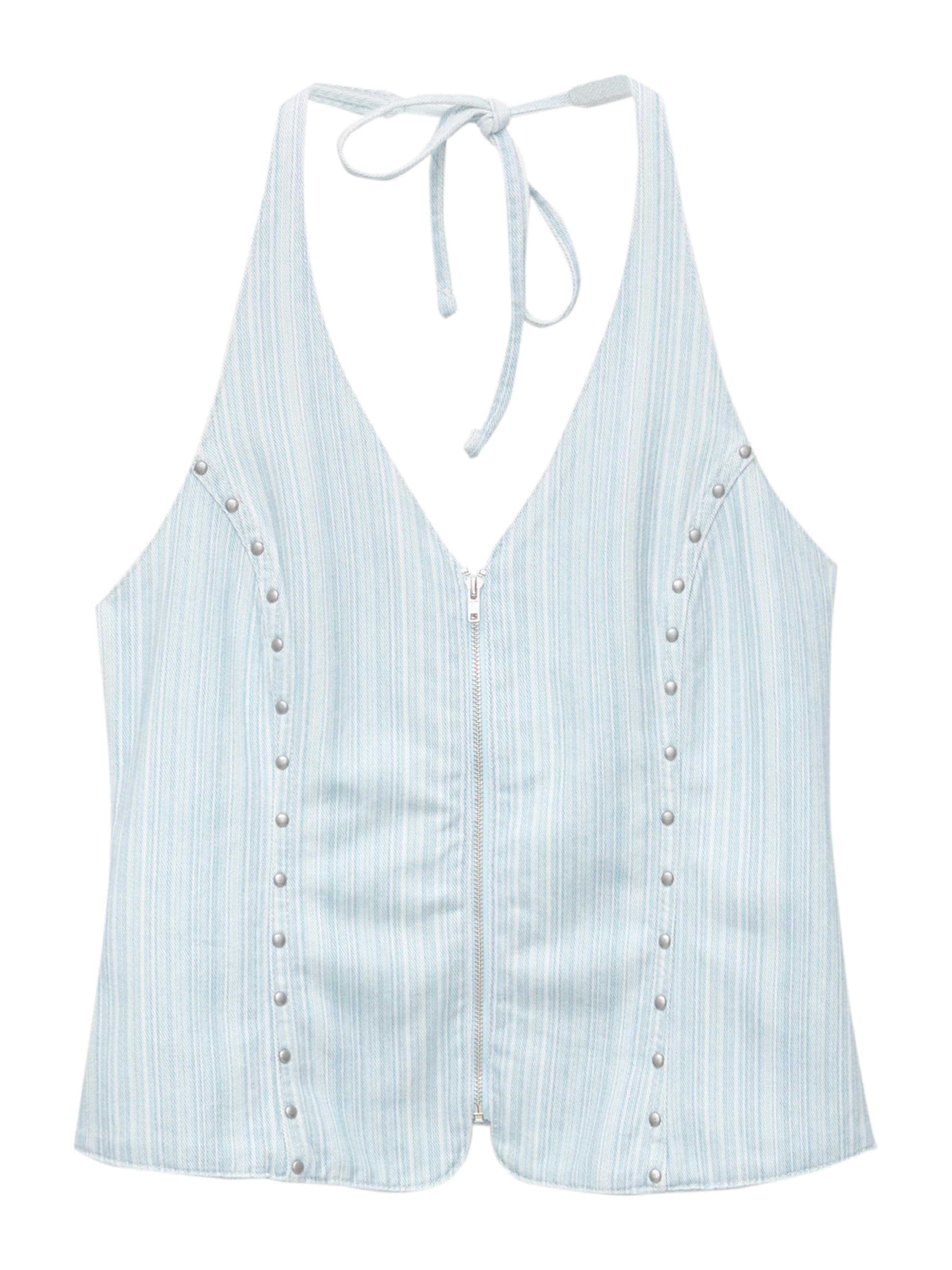 Pull&Bear Top w kolorze niebieski: przód