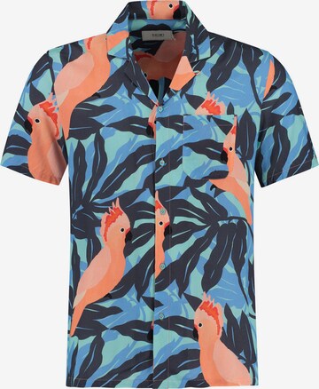 Shiwi Regular Fit Hemd 'Tropical Cockatoo' in Blau: predná strana