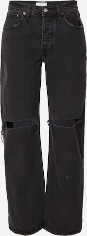 Abercrombie & Fitch Wide leg Jeans in Zwart: voorkant