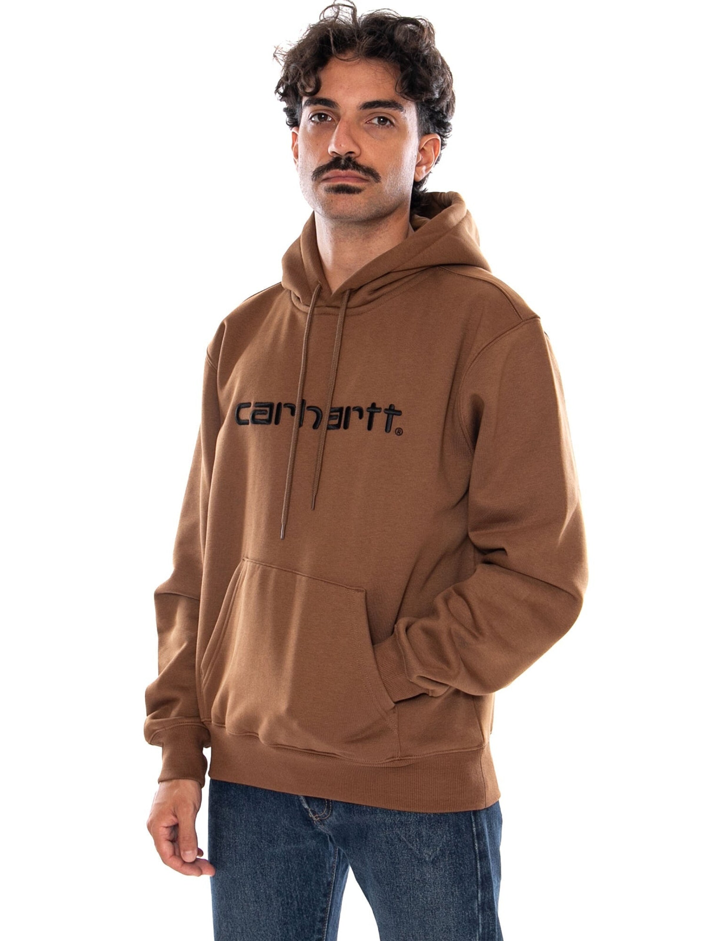 Felpa 'HOODED CARHARTT SWEAT BROWN / BLACK' di Carhartt WIP in marrone