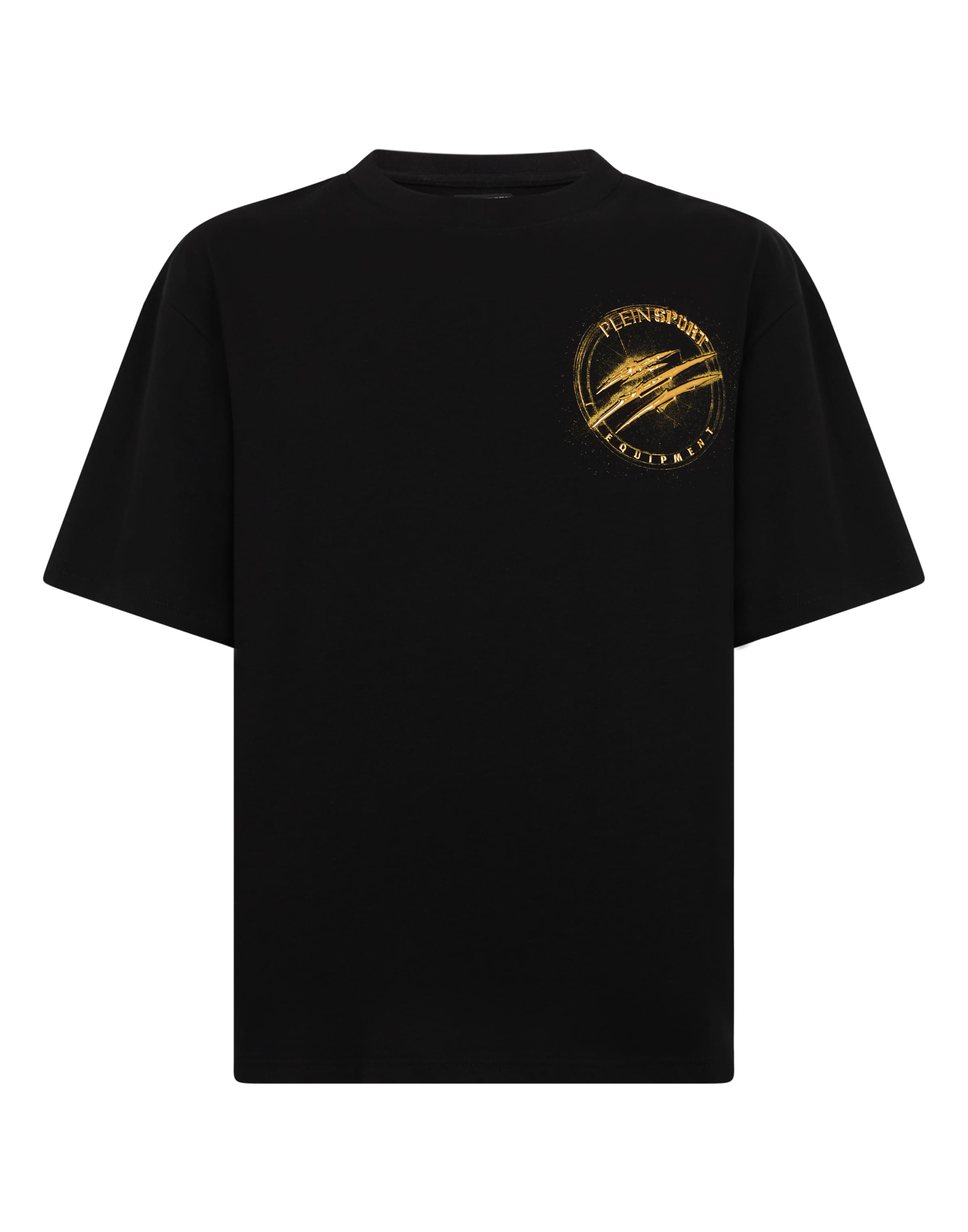 Plein Sport T-Shirt 'Chrome Scratch Edition' in Schwarz: Vorderseite