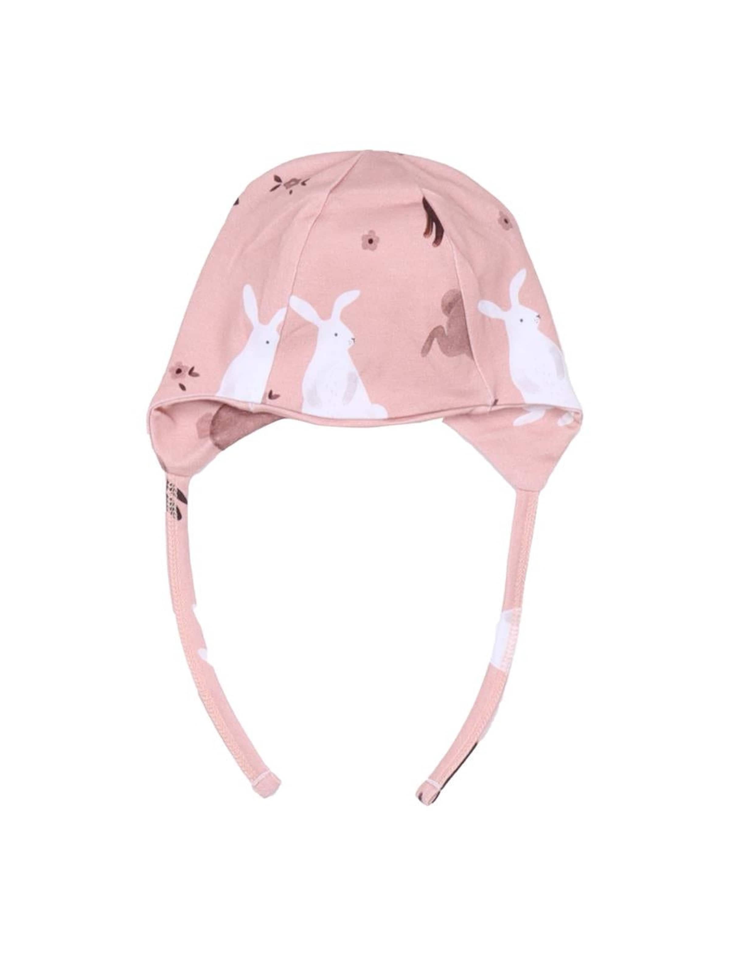 Walkiddy Mütze 'Happy Rabbits'‌‌‌‌‌ in Pink: Vorderseite