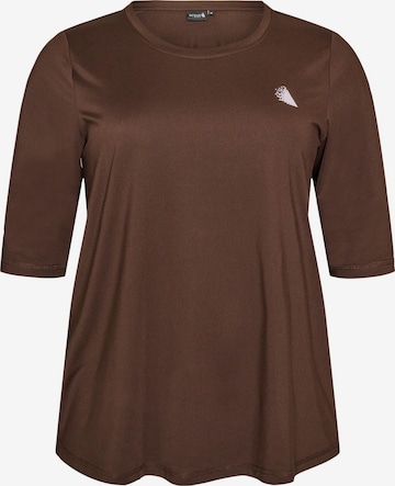 Active by Zizzi Shirt 'Abasic One' in Braun: Vorderseite