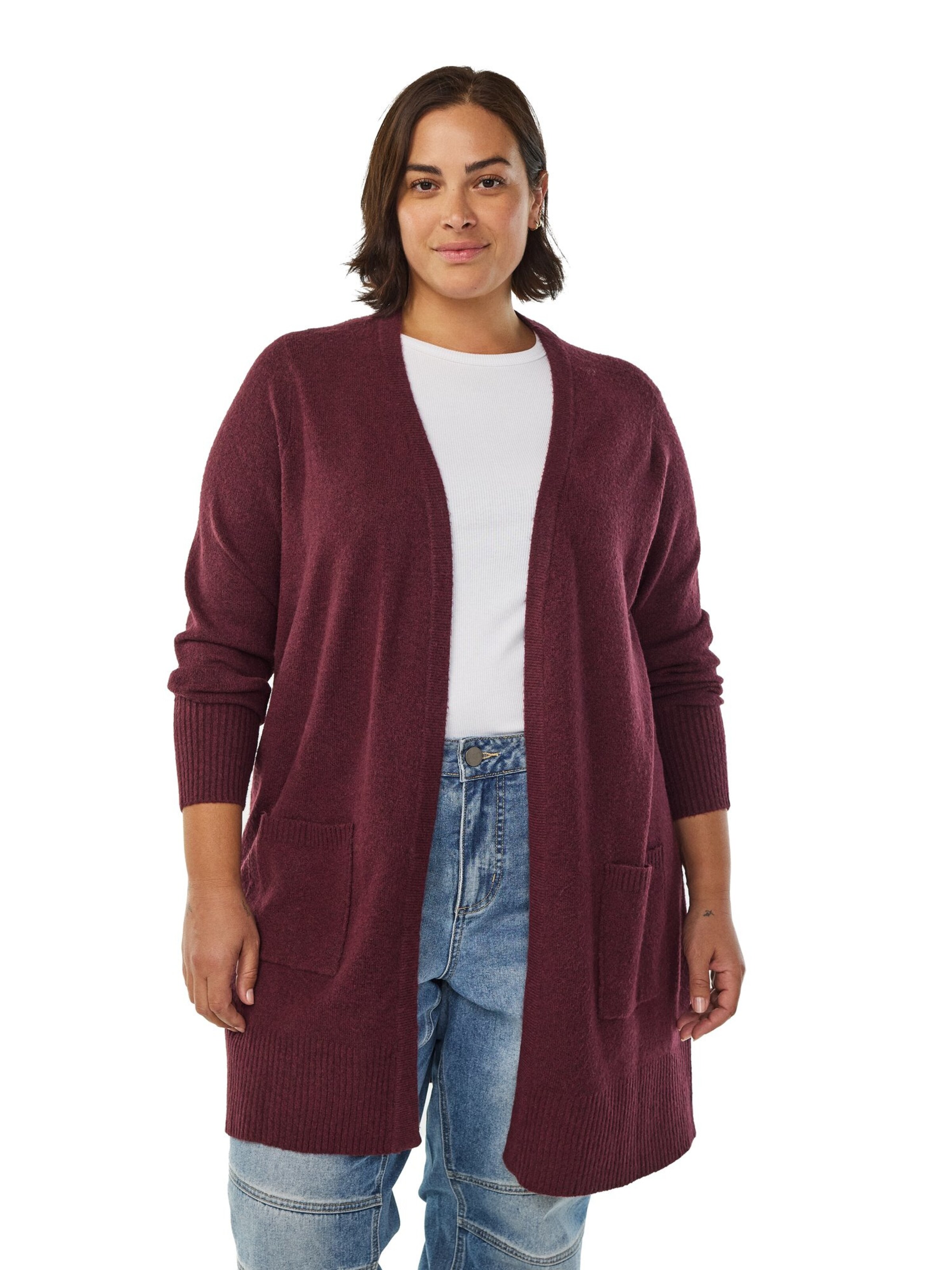 Zizzi Kardigán 'Sunny' - Červená: predná strana