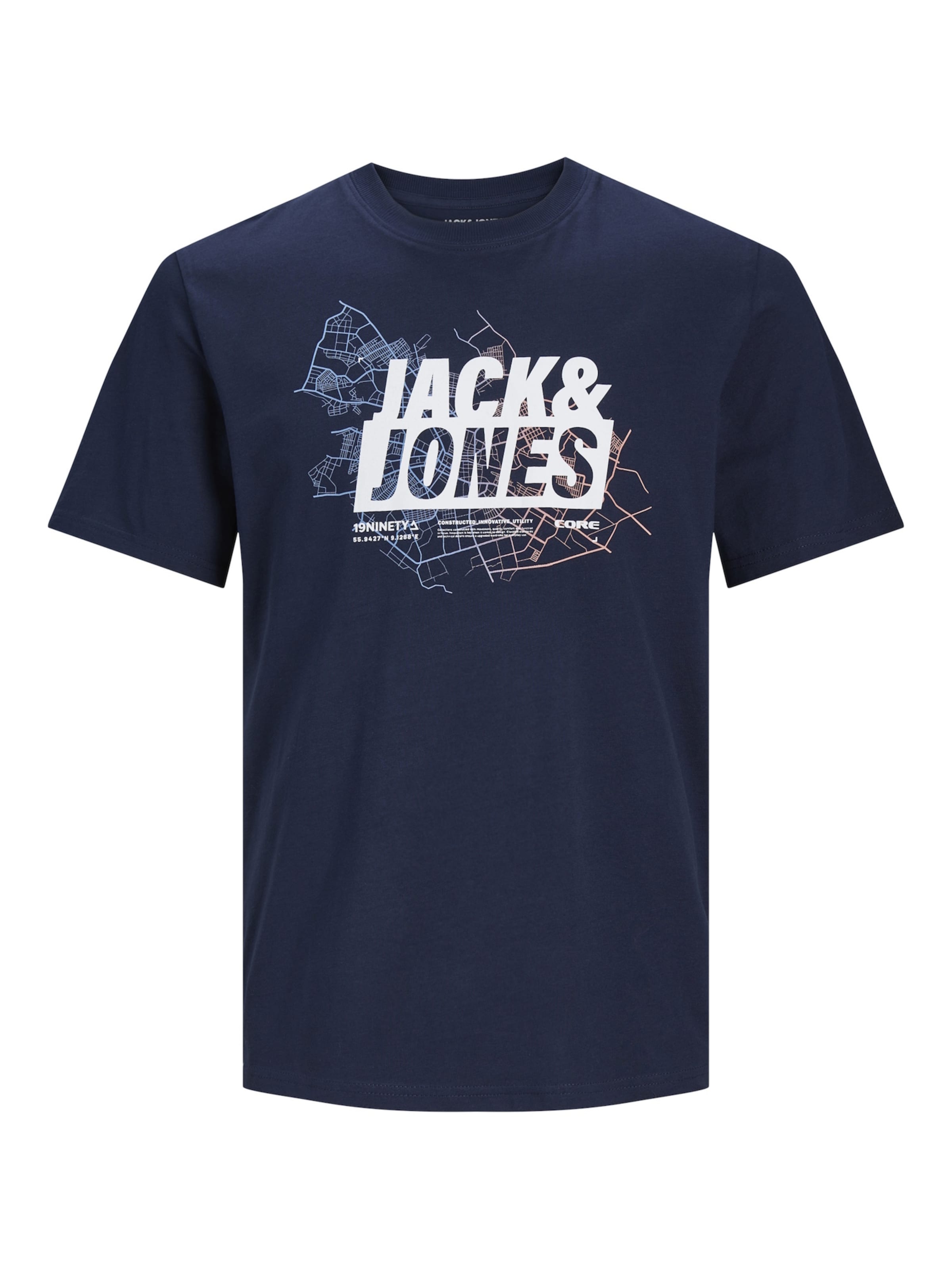 JACK & JONES Shirt 'Map' in Blue: front