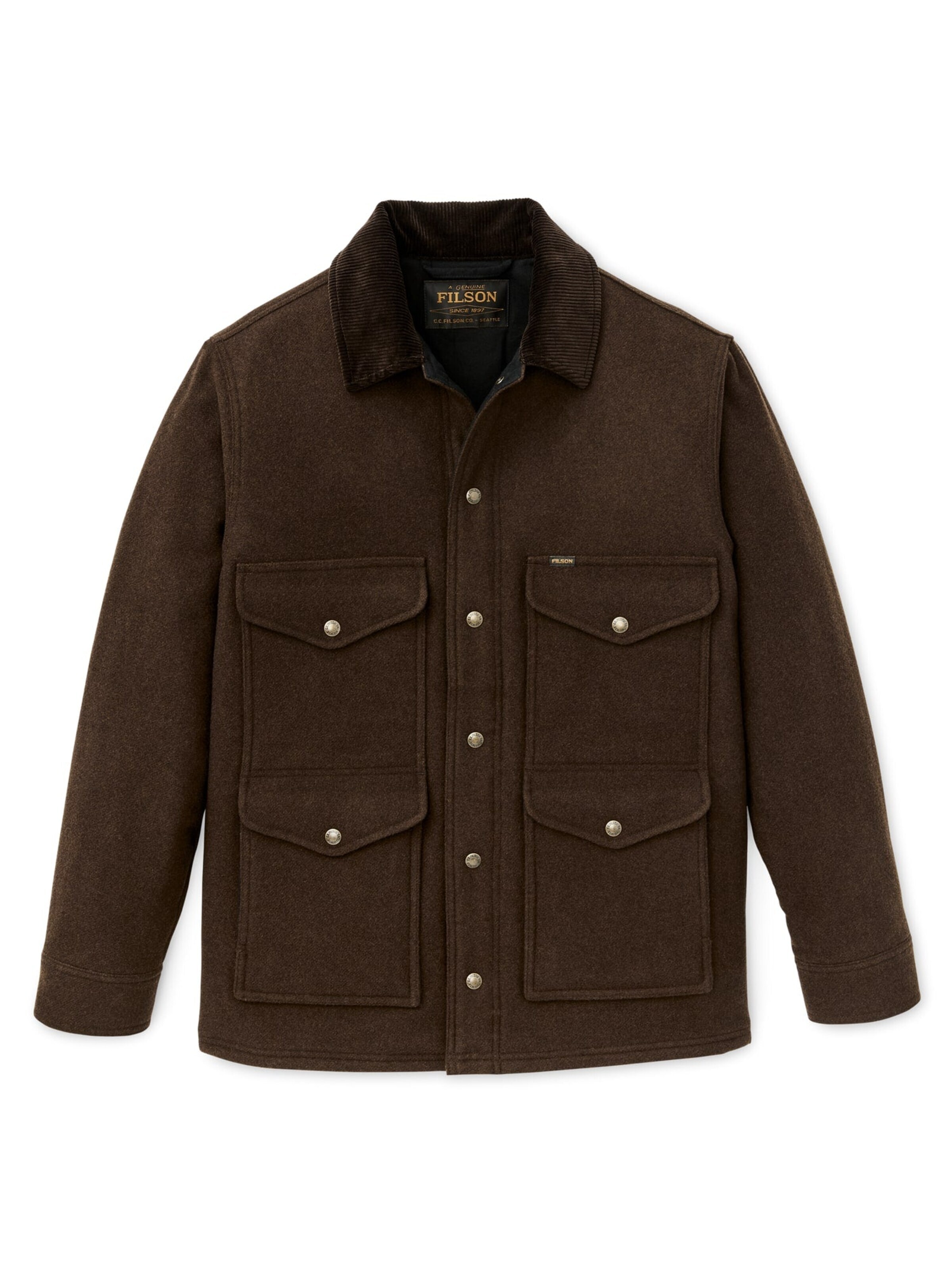 Veste mi-saison Filson en marron : devant