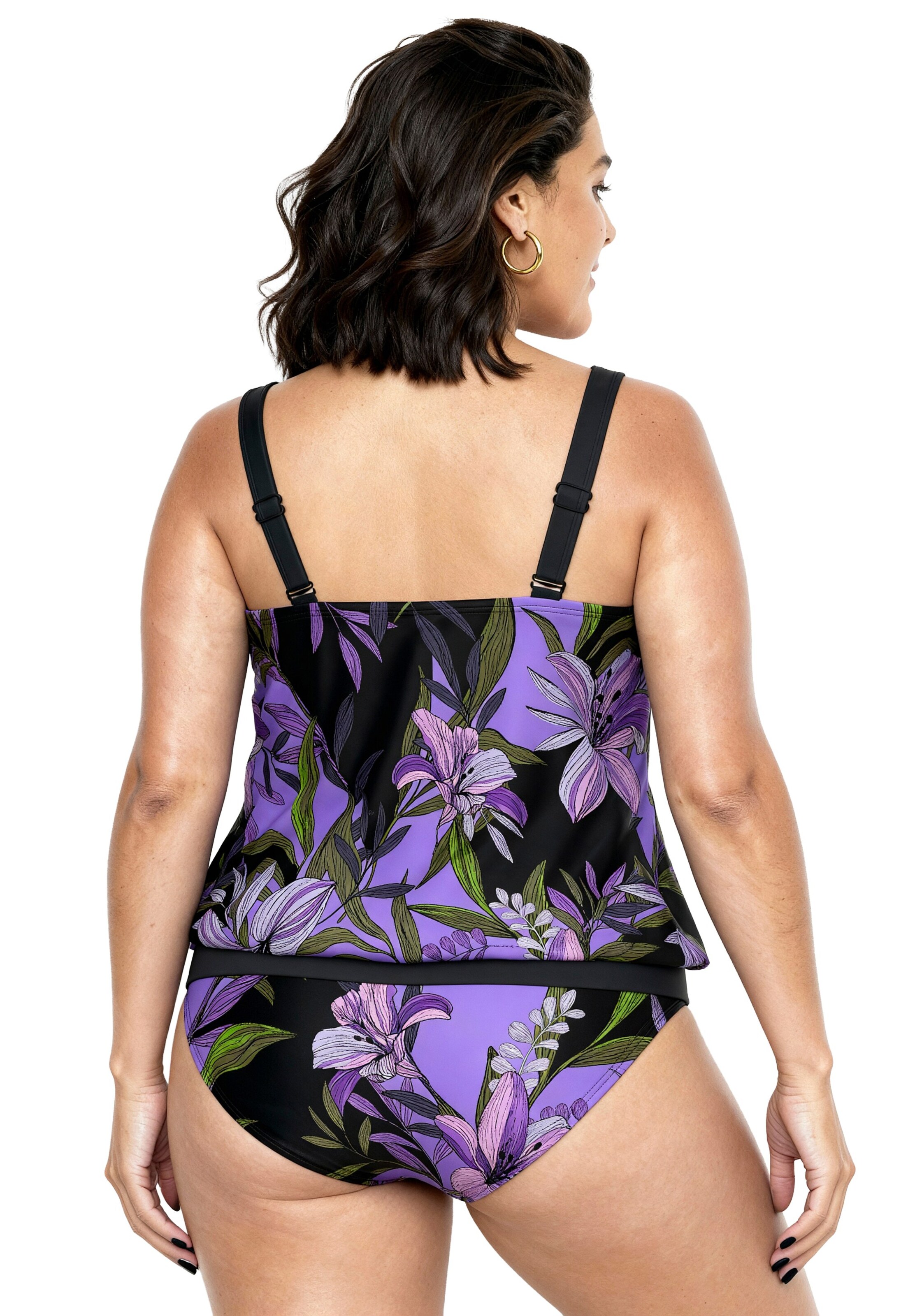 Ulla Popken T-shirt Badpak in Zwart