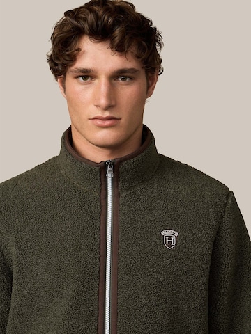 Hackett London Fleece jas 'HERITAGE BADGE' in Groen