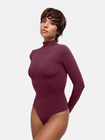 cfab Shaping bodysuit 'Clean Longsleeve Turtleneck Sculpting Bodysuit with Slip' in Red