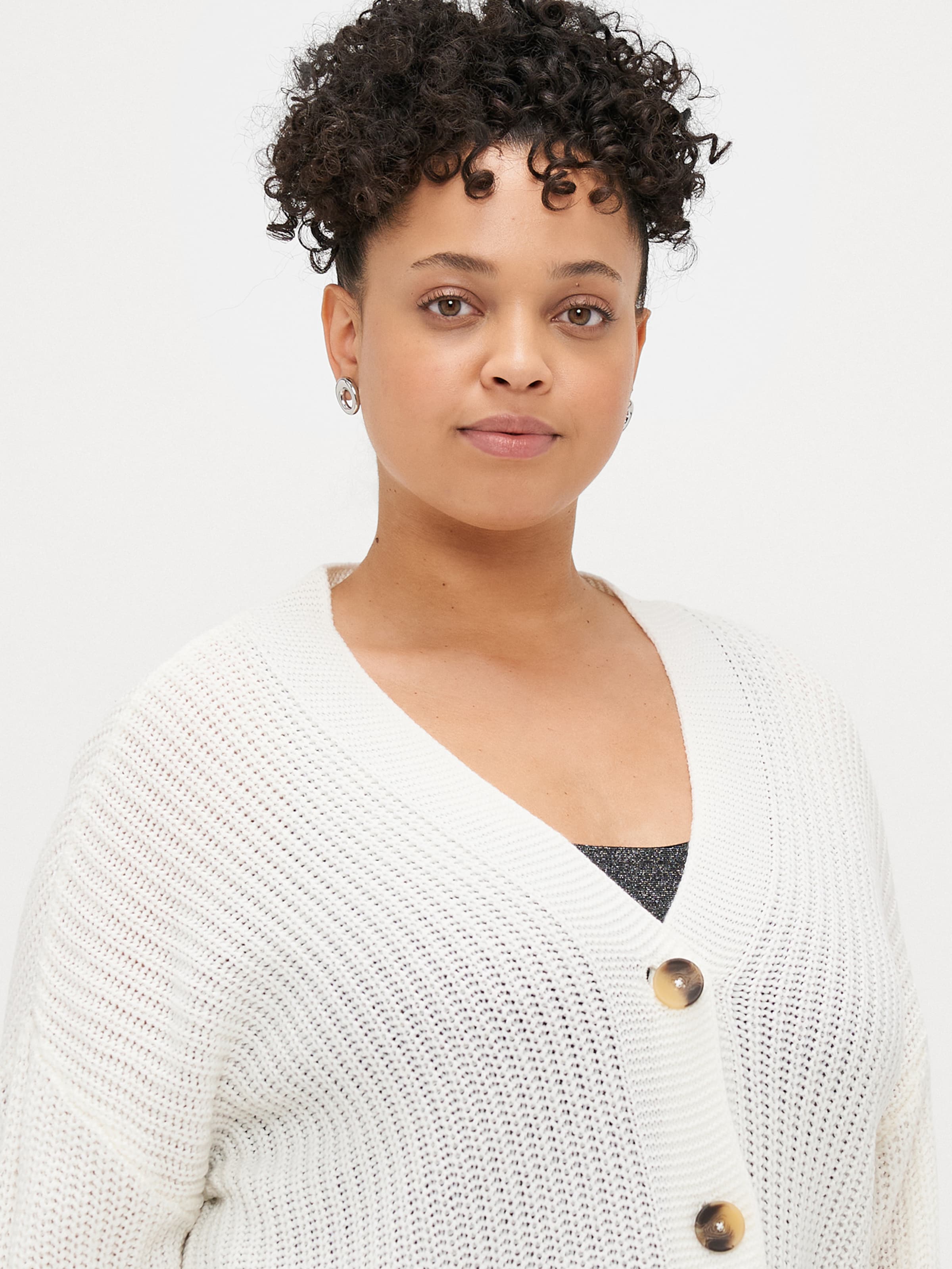 ONLY Carmakoma Knit Cardigan 'CARCAROL NICE' in White | ABOUT YOU