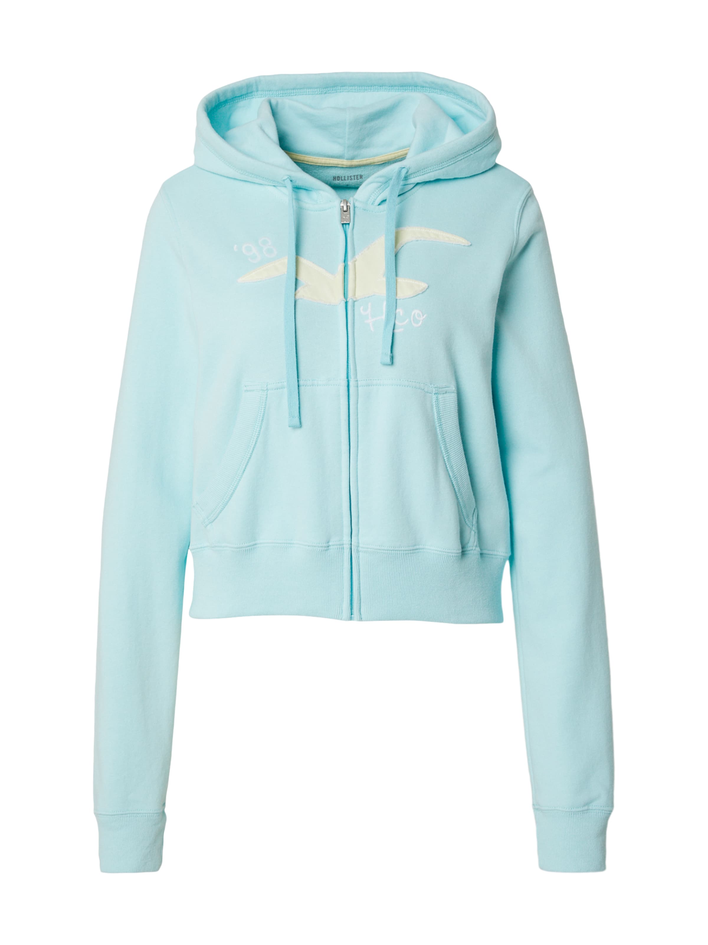 HOLLISTER Tepláková bunda 'HERITAGE', veľkosť XS - svetlomodrá / biela, Produkt