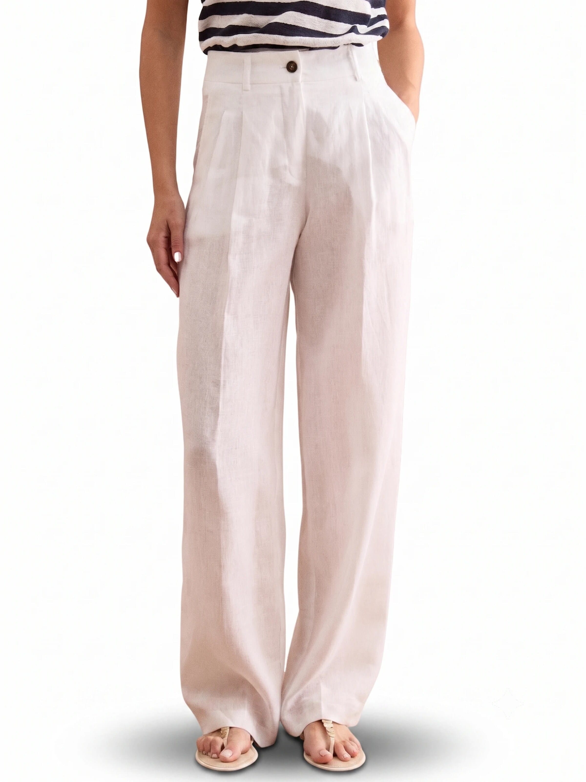 Wide Leg Pantalon Il Lanificio en blanc : devant