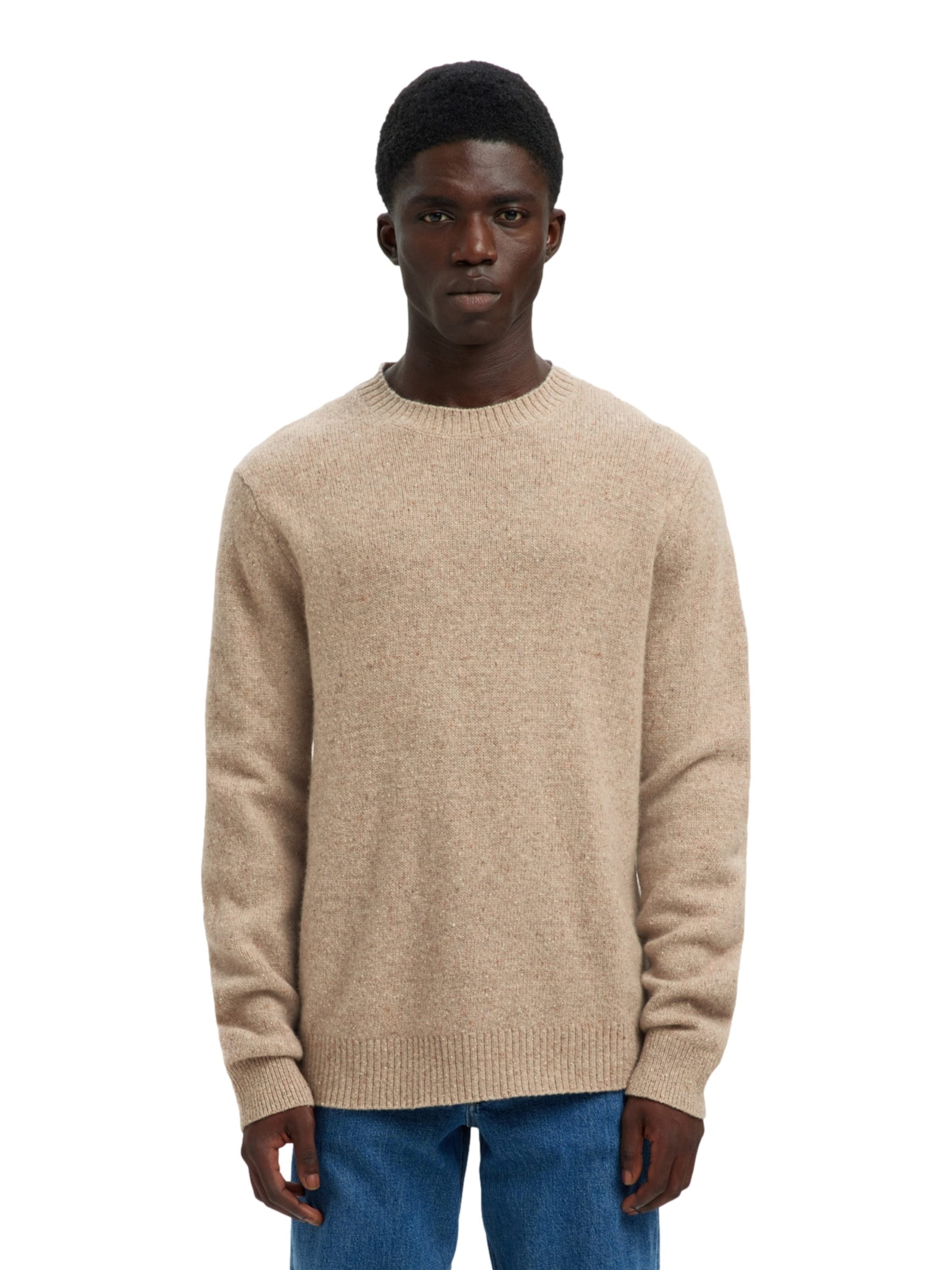 Pull-over 'Neli' SELECTED HOMME en beige : devant