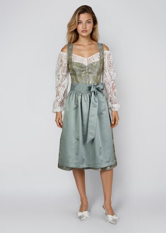 SPIETH & WENSKY Dirndl 'Henna' in Midilänge, mit Herzchen-Ausschnitt in Grün: Vorderseite