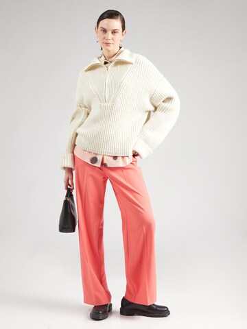 COMMA Wide leg Trousers with creases in Orange
