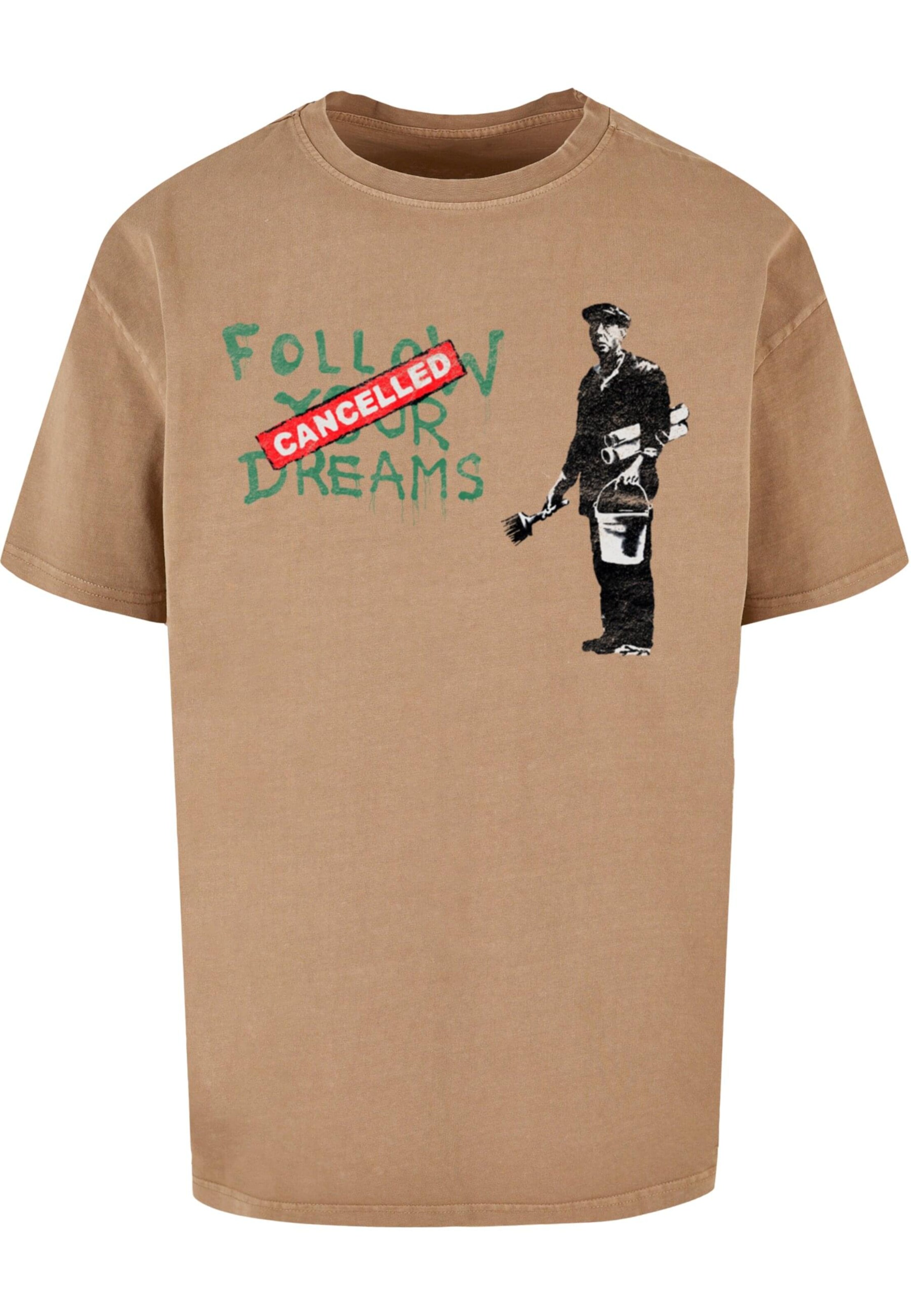 Merchcode T-Shirt 'Brandalised - Follow Your Dreams' in Braun: Vorderseite