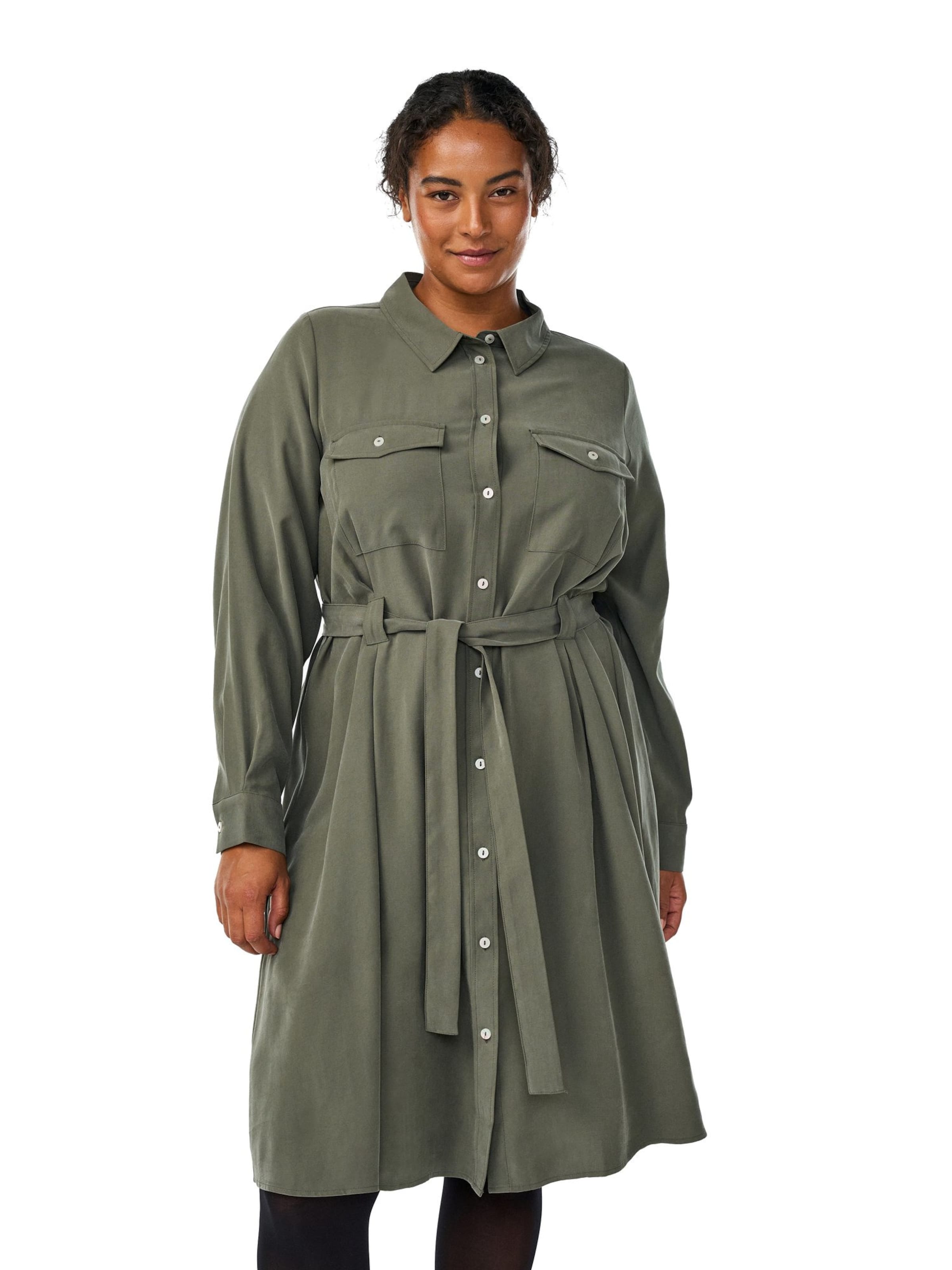 Zizzi Blusenkleid 'Mdana' in Grün: Vorderseite