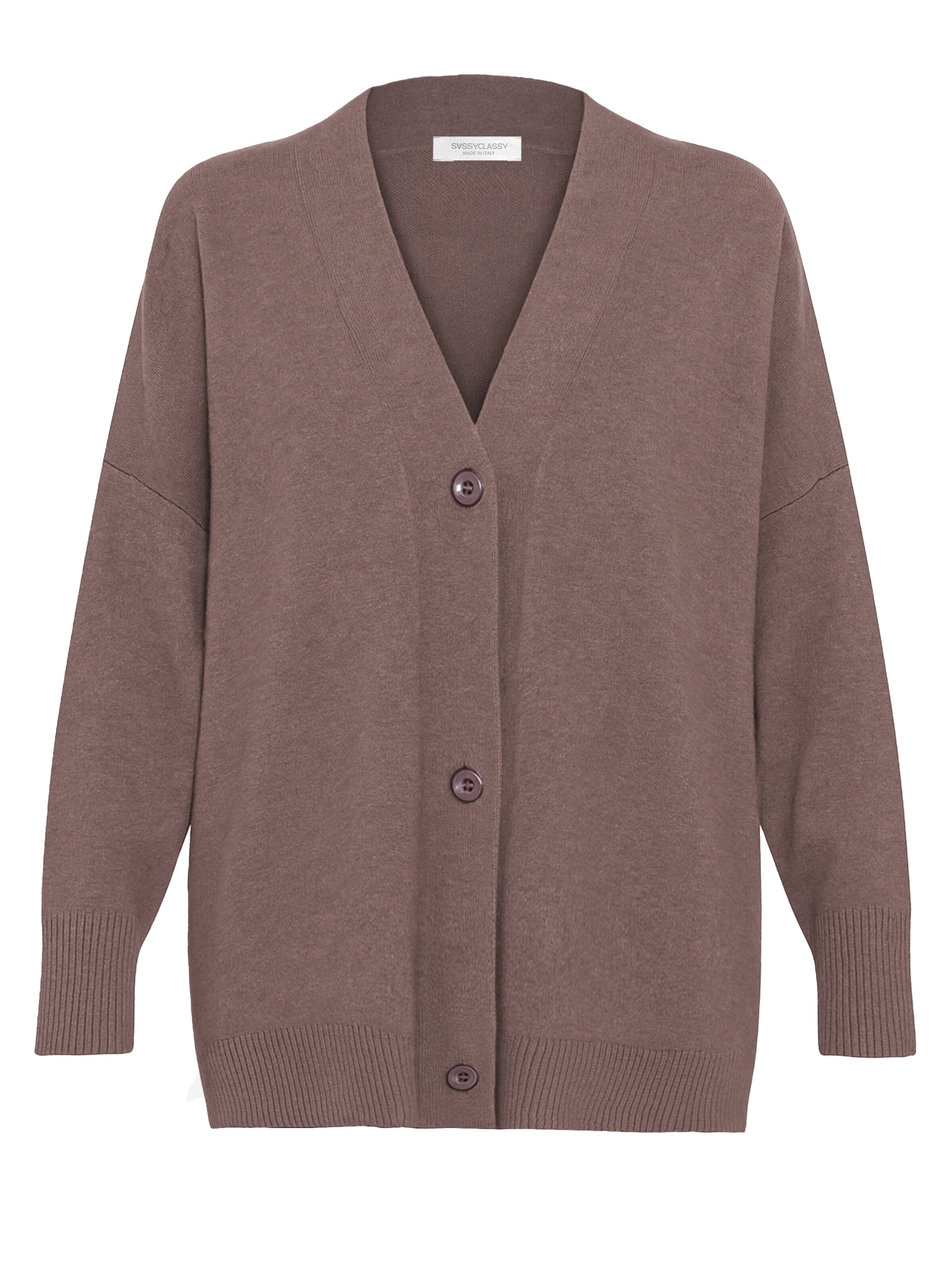 SASSYCLASSY Oversizestrickjacke‌‌‌‌ in Grau: Vorderseite