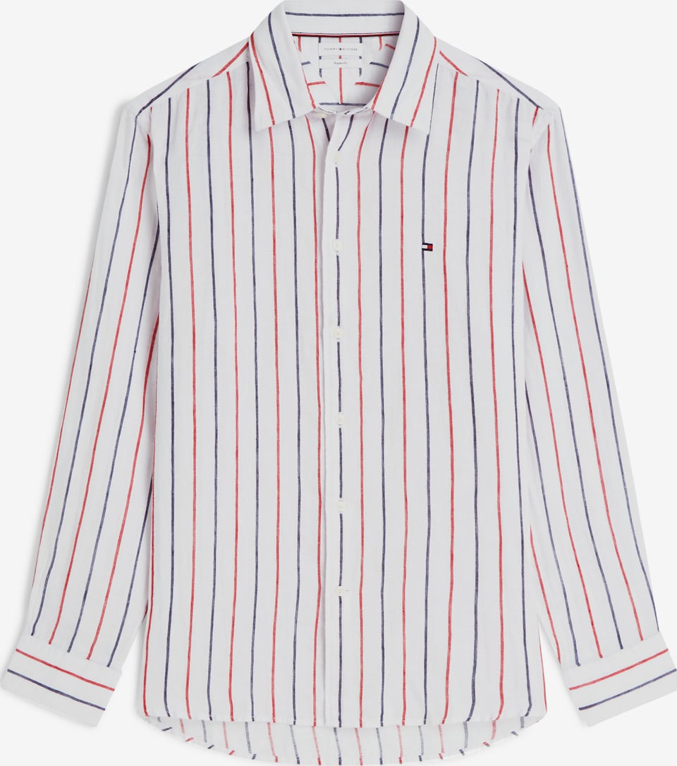 Regular fit Cămașă 'Regular Fit Textured Stripe Pure' de la TOMMY HILFIGER pe roșu: față