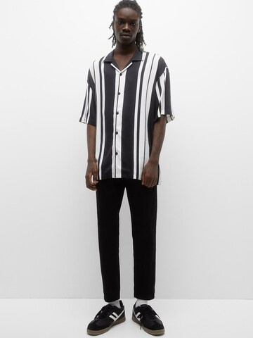 Pull&Bear Comfort fit Button Up Shirt in Black