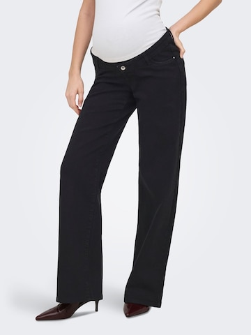 Only Maternity Wide leg Jeans in Zwart: voorkant