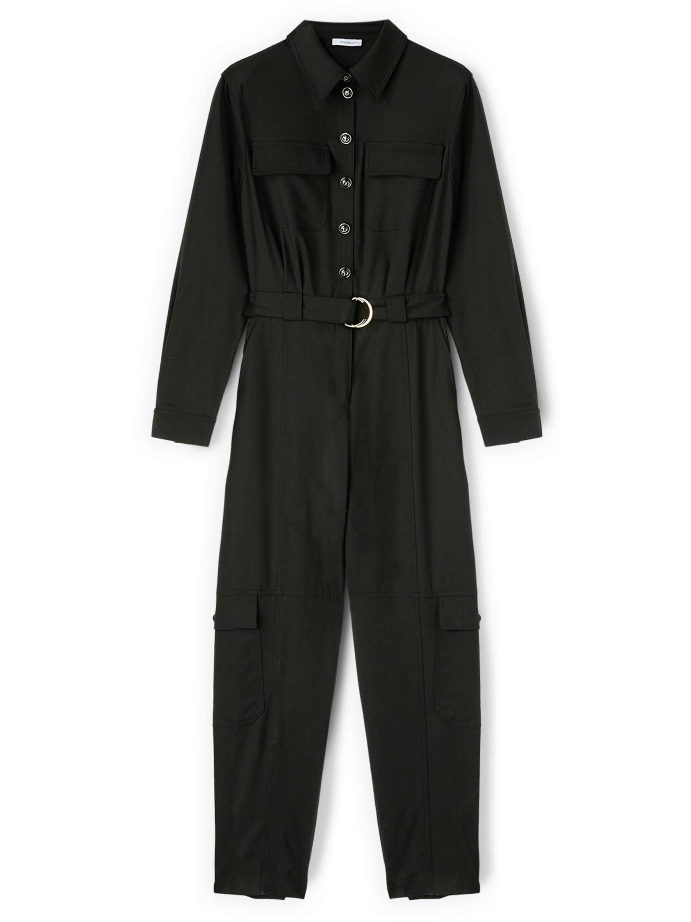 MOTIVI Jumpsuit in Zwart: voorkant
