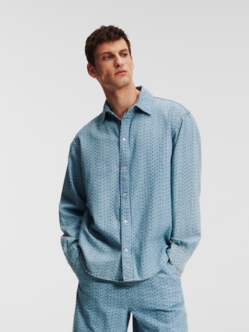 Karl Lagerfeld - Regular Fit Camisa em azul: frente