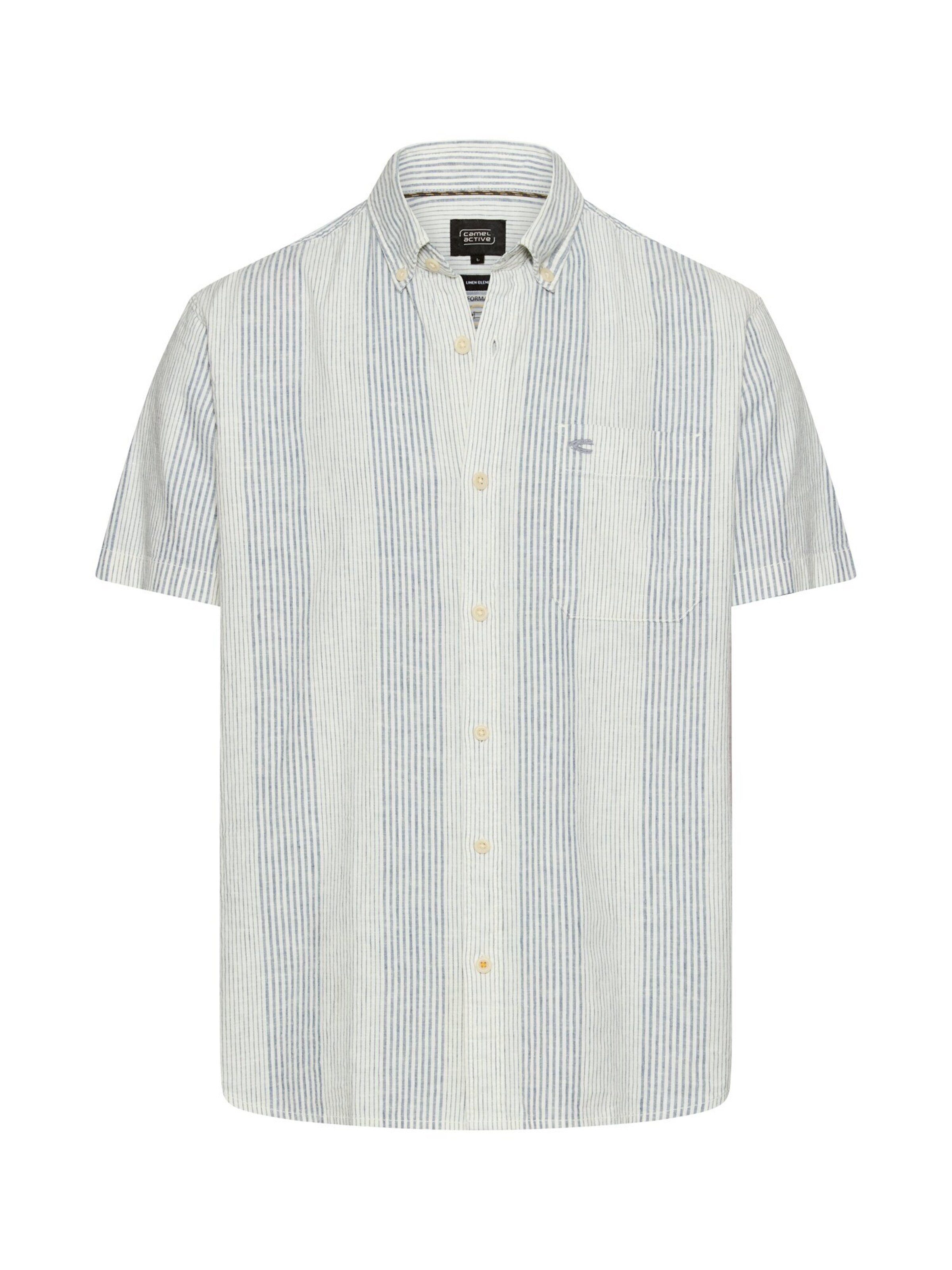 CAMEL ACTIVE Regular Fit Kurzarmhemd aus Leinenmix in Weiß: Vorderseite