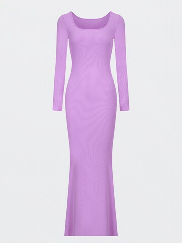 cfab (formerly creamy fabrics) Jurk 'Ribbed Long Sleeve Maxikleid' in Lila: voorkant