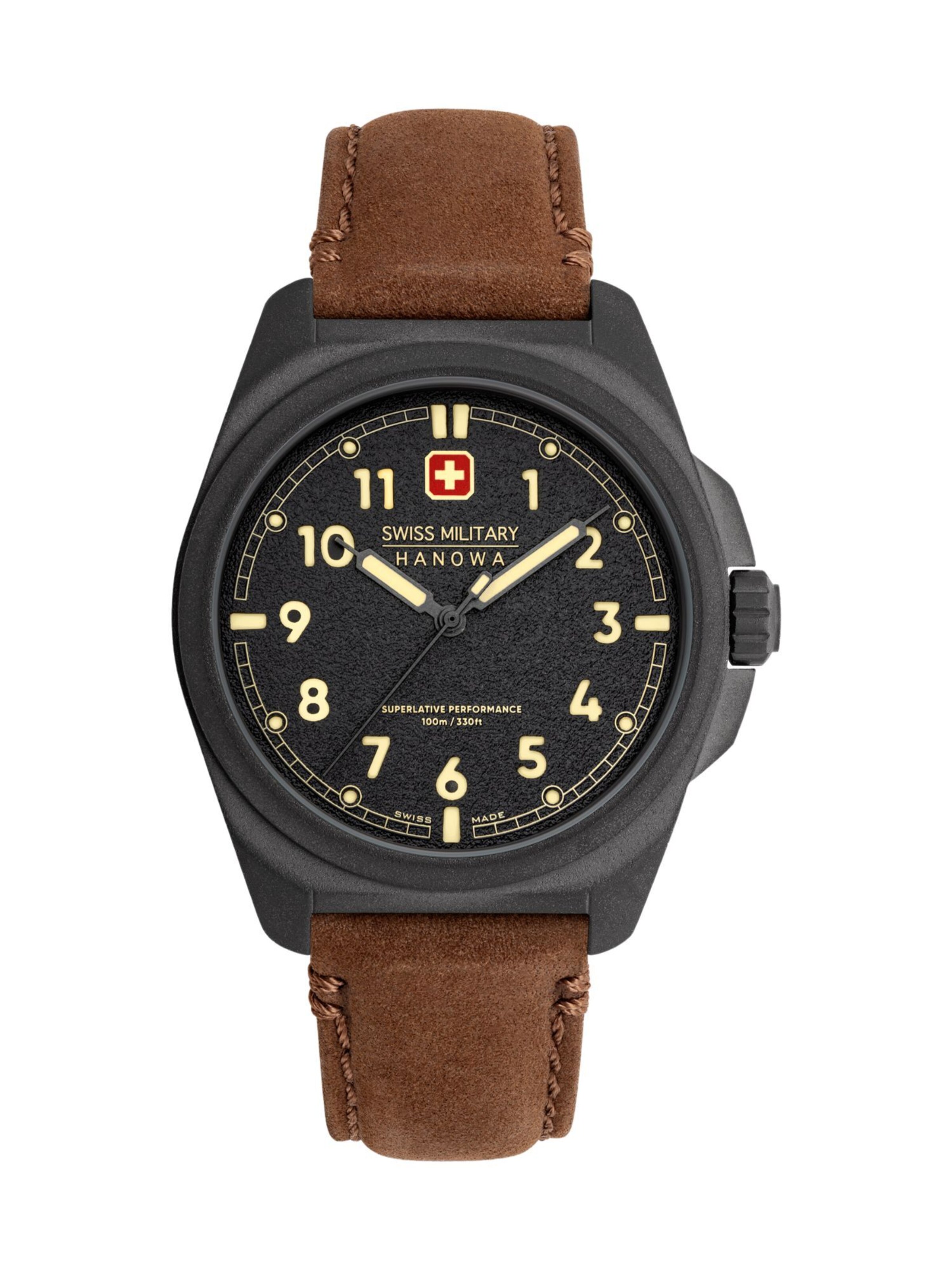 SWISS MILITARY HANOWA Analoguhr 'Fieldmaster' in Braun: Vorderseite